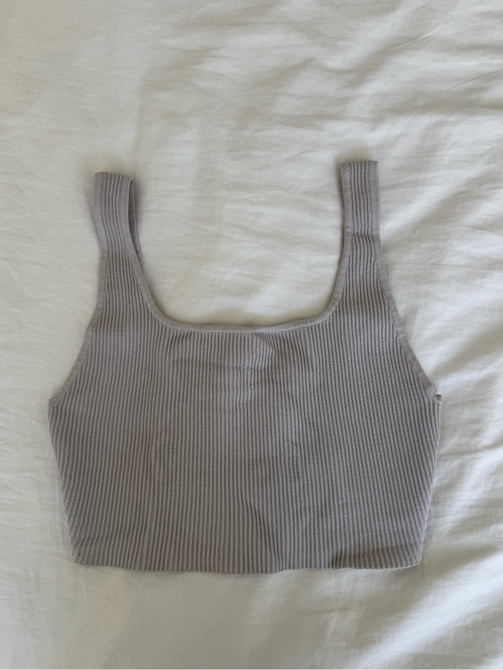 Aritzia Babaton Sculpt Knit Ribbed Square-Neck Crop Tank Top - Taupe